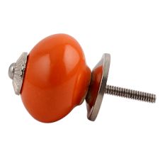 Orange Round Silver Fitting Ceramic Knob